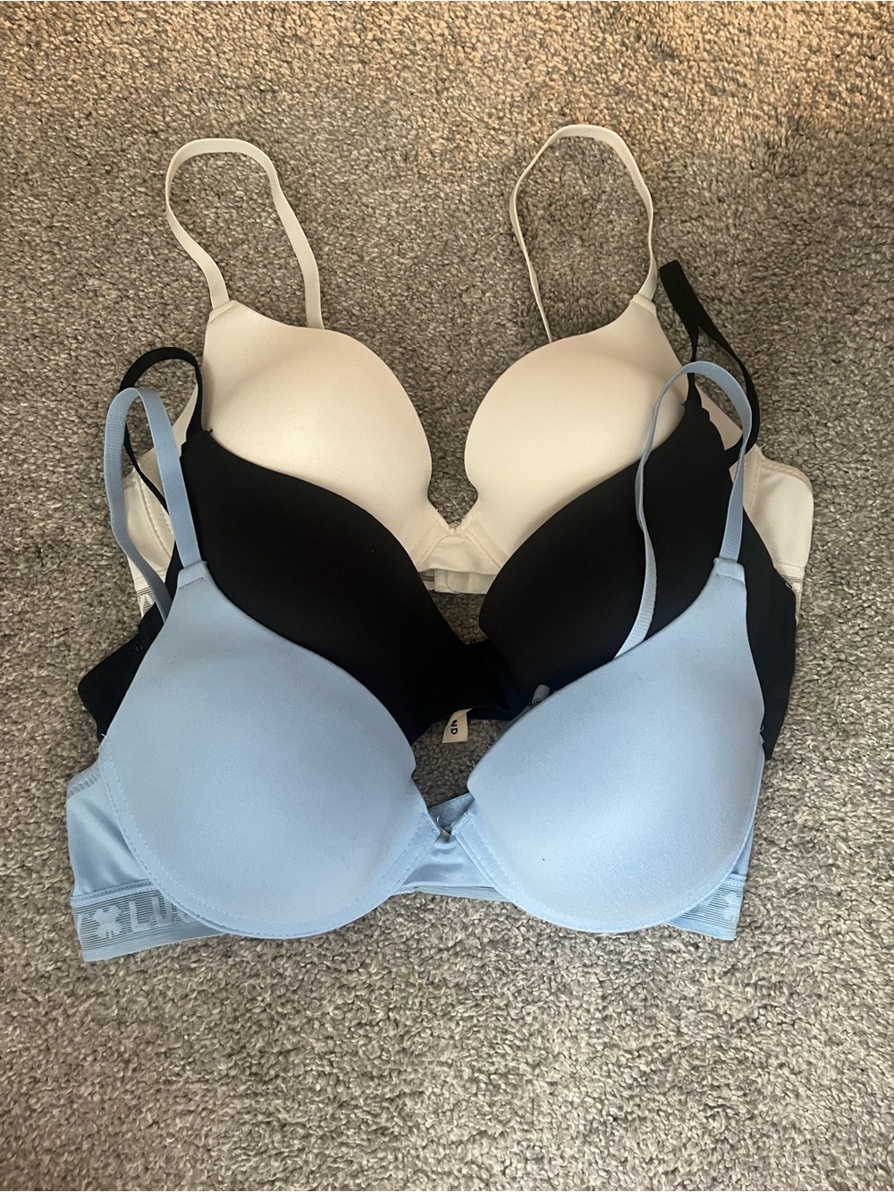 Lucky Brand T-Shirt Bra - Light Blue, Black & Cream - BUNDLE